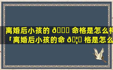 离婚后小孩的 🍀 命格是怎么样「离婚后小孩的命 🦄 格是怎么样的」